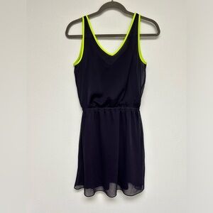 EXPRESS Black Neon Yellow Dress size S Womens Sleeveless Summer Sundress